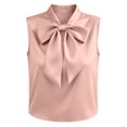 thumbnail image 7 of Ashirexll Tops for Women Trendy Solid Color Satin Elegant Draped Neck Top for Spring and Summer Outings, 7 of 7
