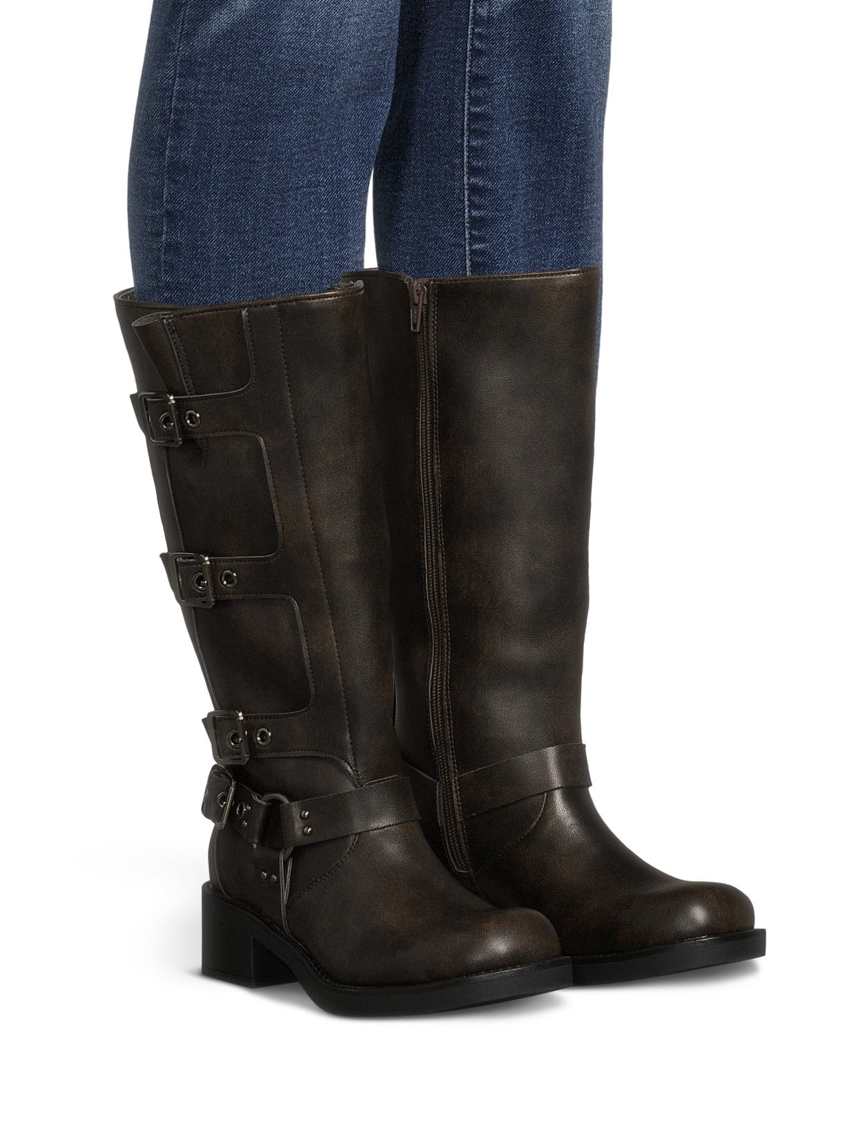 Madden NYC Women's Faux Leather Tall Moto Boots