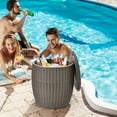 thumbnail image 1 of Costway Table de Cocktail de Patio en Rotin 4-en-1 de 9,5 Gallons, Table d'Appoint, Brun, 1 of 10