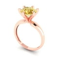 thumbnail image 2 of 2.5 ct Round Cut Yellow Moissanite Solitaire 14K Rose Gold Womens Engagement Ring, 2 of 6