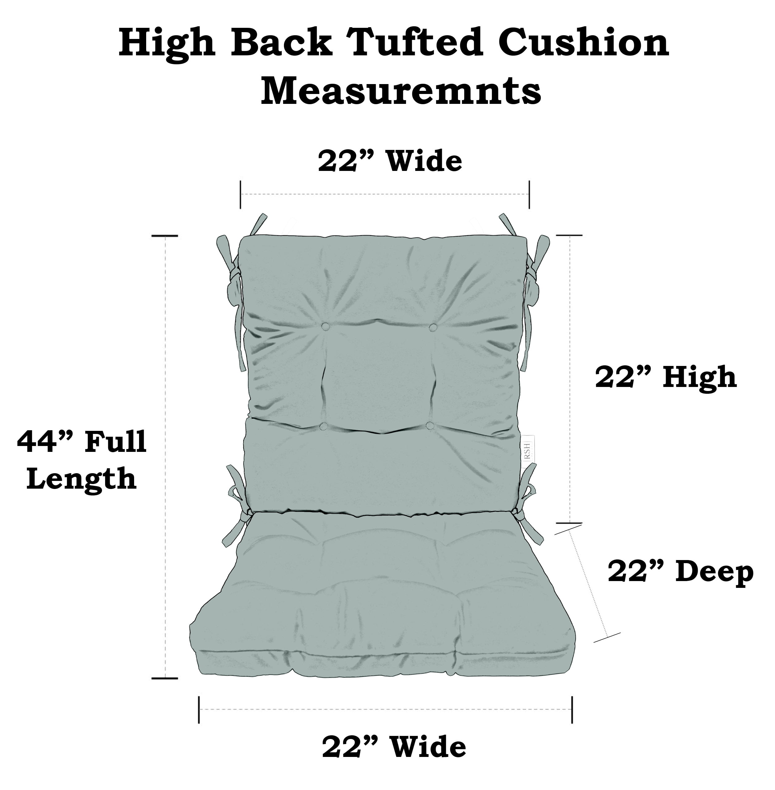 RSH Décor Indoor Outdoor Tufted Mid Back Chair Cushion, Black