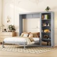 thumbnail image 1 of MODERNLUXE Lit Escamotable Format Grand avec Étagères de Rangement, Lit Armoire Pliant pour Petit Espace, Bureau à Domicile, Studio, Gris, 1 of 9