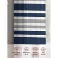thumbnail image 3 of Navy Blue Grey Striped Sheer Curtains 63 Inch Length 2 Panels Set, Semi Transparent Voile Rod Pocket Curtains for Living Dining Room Bedroom Drapes Gradient Horizontal Lines, 3 of 6