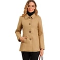 thumbnail image 1 of INSPIRE CHIC Manteau Long pour Femme à Col Peter Pan, à Simple Boutonnage, 1 of 6