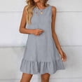 thumbnail image 3 of cocolona Womens Summer Mini Dress Crew Neck Sleeveless Ruffle Flowy Tank Dress Casual Vacation Beach Sundress, 3 of 6