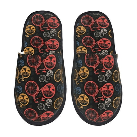 

Yiaed Compass And Mountains In Bicycle Wheels1 Print Unisex House Slippers Slip on Warm Shoes Indoor Outdoor with Anti-slip sole-Large