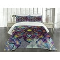 thumbnail image 3 of Ambesonne Leaf Quilted Bedspread Set 3 Pcs, Grunge Futuristic Mandala, Queen Size, Multicolor, 3 of 5