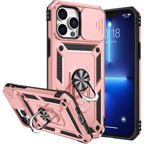 Armor Case for iPhone 13 Pro Max Stand Case with Slide Camera Cover & Kickstand Military Grade Heavy Duty Protective with Magnetic Holder for iPhone 13 Pro Max 6.7