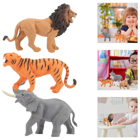 GOOHOCHY  3 Pcs Stuffed Animal Toys Jungle Model Collectible Figurine