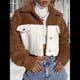 thumbnail image 5 of Chaqueta de Forro Afelpado para Mujer, Abrigo Informal de Invierno con Botones y Bolsillos Marrón Oscuro M, 5 of 9