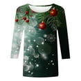 thumbnail image 3 of Craaazy Christmas Shirts Women's Comfortable Crew-Neck 3/4 Sleeve Blouses Cute Christmas Prints Casual T-shirt Xmas Tree Pullover Gifts, 3 of 5