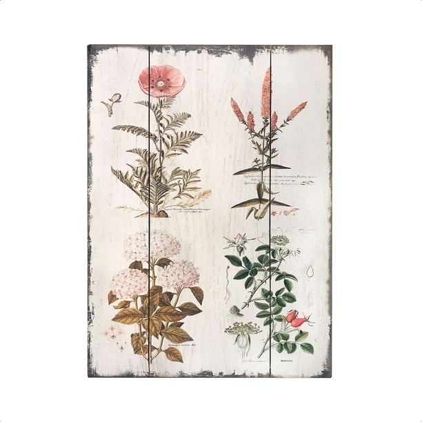 Barnyard Designs Vintage Florals Botanical Wood Plaques, Primitive Country  Farmhouse Home Decor Sign 16