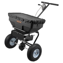 VEVOR Walk-Behind Spreader, 12ft Spreading Width, Push Broadcast Spreader with 13" All-Terrain Tires, Adjustable Flow Control, 130lbs Capacity Hopper, Lawn Spreaders for Fertilizer Seed Ice Melt