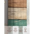 thumbnail image 6 of Farmhouse Teal Brown Sheer Curtains 63 Inch Length 2 Panels Set Window Treatments, Vintage Wooden Striped Rod Pocket Semi Curtains for Living Room/Bedroom/Kitchen Décor, 104"W x 63"L, 6 of 7