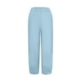thumbnail image 3 of DuoJiaJ Pant Cotton Women Waist Crop Loose Colour Pure And Pants Elastic With Pocket Women Casual Pants Women’s Linen Casual Pants for Summer, 3 of 5