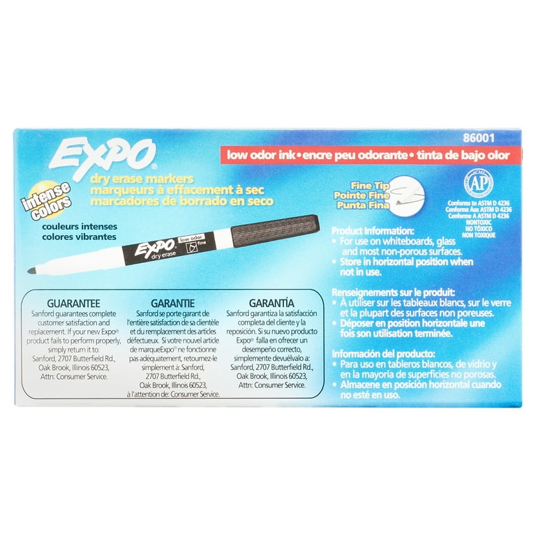  EXPO 86001 Low Odor Dry Erase Marker, Fine Point, Black (Pack  of 12) : Everything Else