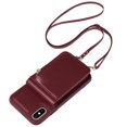 thumbnail image 2 of Nalacover RFID Blocking Wallet Case for iPhone X/XS, Shockproof PU Leather Magnetic Button Zipper Purse Card Slots & Kickstand Crossbody Phone Case with Shoulder & Wrist Strap,Winered, 2 of 12