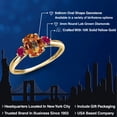 thumbnail image 2 of Gem Stone King 10K Yellow Gold Ecstasy Mystic Topaz and Red Created Ruby 3-Stone Ring for Women | 1.78 Cttw | Oval 8X6MM | Gemstone November Birthstone | Size 8, 2 of 6