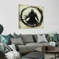 thumbnail image 2 of JEUXUS Japanese Decor Wall Art Retro Japanese Armored Samurai Painting Anime Posters Canvas Pictures Office Vintage Black Asian Modern Living Room Bedroom Artwork Framed Ready to 16x16in, 2 of 4