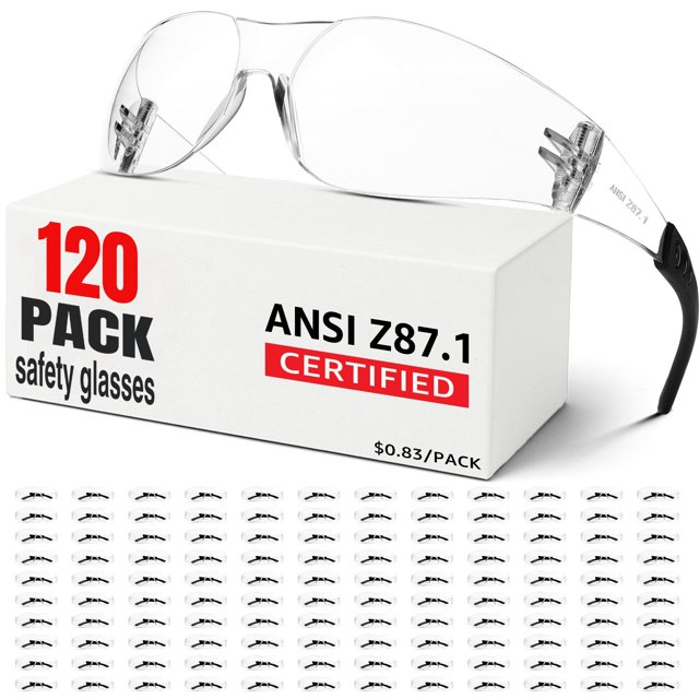 Gafas de seguridad Hoqiwild ANSI Z87.1 transparentes, paquete de 120 para hombres y mujeres