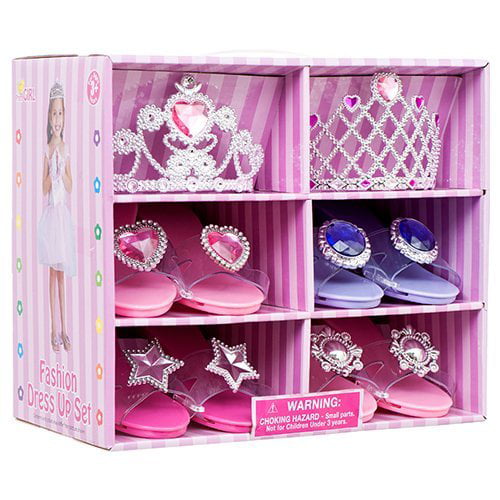 Tiara BLPK 2 PAIR Shoes Slippers Ice Princess Dress Up Pretend Play Gift Set 