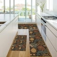 thumbnail image 6 of Boho Vintage Floral Print Kitchen Rugs Sets of 3,Non Slip Rubber Kitchen Mats for Floor Farmhouse Washable Kitchen Area Rugs Floor Carpet Runners for Hallway Laundry Room,Brown/PeachPuff/Green, 6 of 6