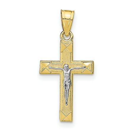 - 10k Yellow Gold Small Crucifix Cross Religious Pendant Charm Necklace Latin Gifts For Women For Her