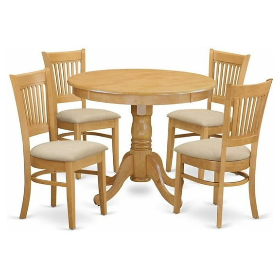 Pemberly Row Antique 5-piece Traditional Wood Dining Room Set in Oak