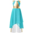 thumbnail image 3 of Oyolan Robe Sans Manches Ourlet Irrégulier Métallique avec Pantalon Grand Bleu Vert 6, 3 of 5