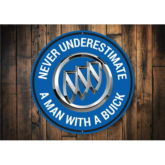 Buick Car Novelty Sign, Metal Wall Decor - 12" Round
