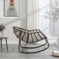 thumbnail image 6 of PORKISS Papasan Rocking Chair Indoor and Outdoor, Patio Rocker Recliner Chair with Padded Cushion, Modern Lounge Egg Chair with Steel, Rattan Frame, Velvet Olive, 6 of 12