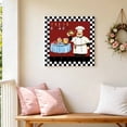 thumbnail image 5 of Canvas Wall Art Chef Kitchen Canvas Art Print Gourmet Black White Buffalo Plaid Pictures Wall Decor for Living Room Bedroom Artwork Decorations Stretched Framed Ready to Hang 16"x16", 5 of 9