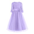 thumbnail image 3 of iiniim Big Girls' Lace Mesh Flower Dress Princess Wedding Bridesmaid Pageant Prom Party Dress Lavender 4, 3 of 6