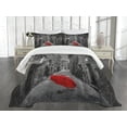 thumbnail image 3 of Ambesonne Black and White Quilted Bedspread Set 3 Pcs, Tuscany Italy, Queen Size, Grey Vermilion, 3 of 5