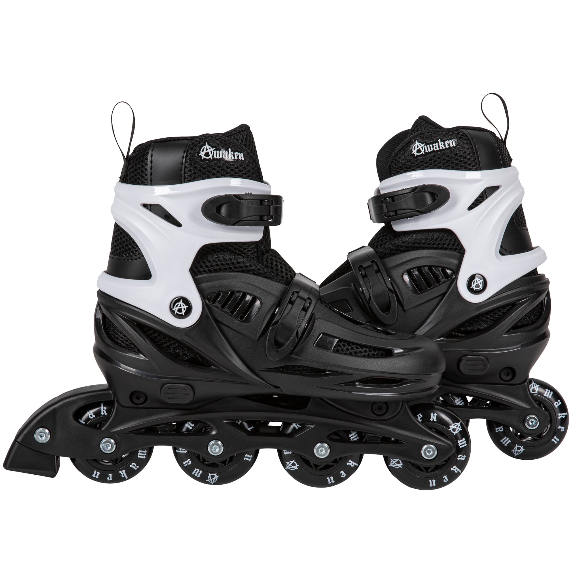 Awaken Adjustable Size Inline Roller Skates Kids Youth Boys Girls Youth (Youth 13- Kids 3, Black)
