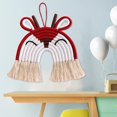 thumbnail image 4 of Decoración de pared con arcoíris de macramé con animales, tapiz colorido tejido con borlas para colgar en la pared Ciervo rojo, 4 of 8