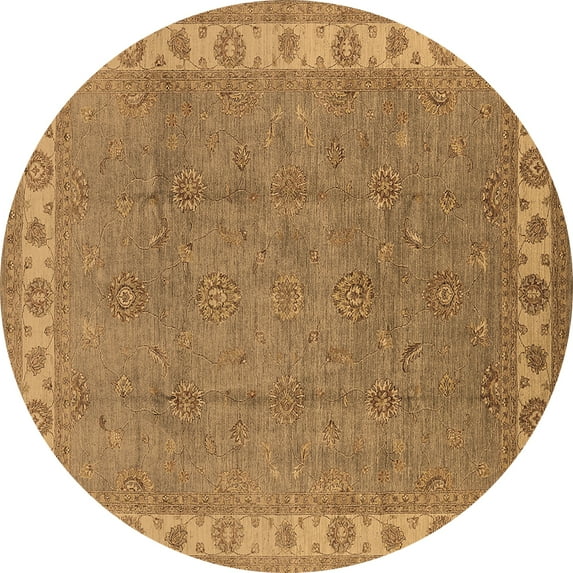 Ahgly Company Indoor Round Oriental Brown Traditional Area Rugs, 6' Round