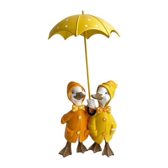 Bothyi Duck Holding Umbrella Statue Craft Garden Decoration for Yard Garden Outside Double Duck