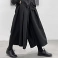 thumbnail image 1 of MYG Mens Gothic Dark Style Loose Cropped Hakama Wide Leg Design Sense Samurai Pants, 1 of 9