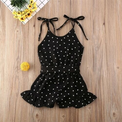 Summer Toddler Baby Girls Jumpsuit Ruffles Bow Romper V-neck