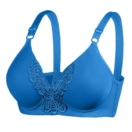 

Strapless Push up Bras for Women Thin Solid Color Embroidered Decoration Breathable Gathers Comfort Strapless Bra for Womens Plus Size Blue 40