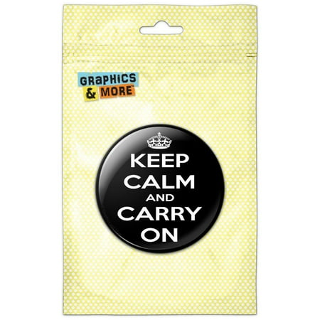 

Keep Calm and Carry On Black Refrigerator Button Magnet