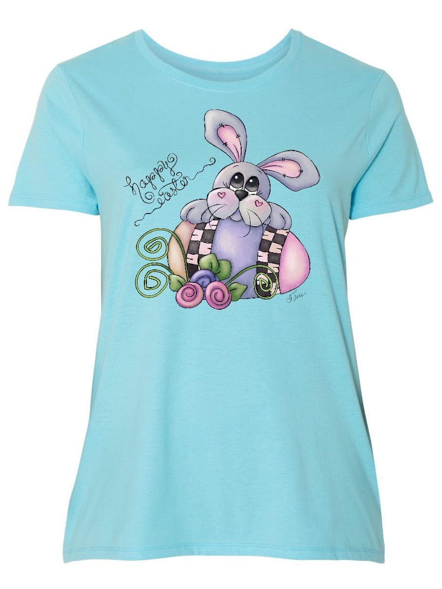 INKtastic Happy Easter Bunny Rabbit Women's Plus Size TShirt