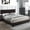 Brown, variant on LHSHID Classic White 1pc Queen Size Bed Faux Leather Upholstered Bedframe Bedroom Furniture Wooden Legs