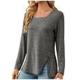 thumbnail image 1 of ZKCCNUK Ladies Tops Fashion Color Long Sleeve Neck Button Shirt Casual Loose,Sizes S-2XL, 1 of 8