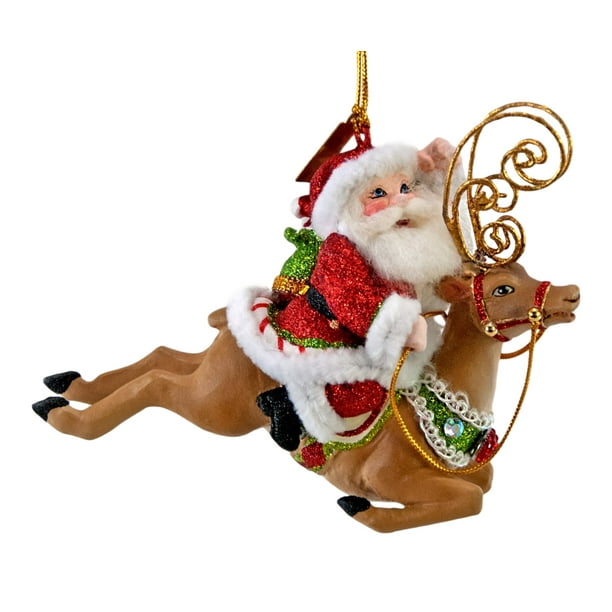Katherine's Collection Santa Riding Reindeer Christmas Holiday Ornament