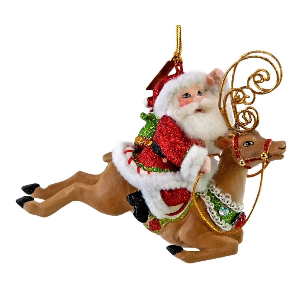 Katherine's Collection Santa Riding Reindeer Christmas Holiday Ornament Katherine's Collection Santa Riding Reindeer Christmas Holiday Ornament