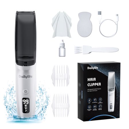 DAILYLIFE Baby Hair Clippers, Silent Clippers for Kids with Autism, Sensory Baby Hair Cutting Kit, Quiet Vacuum Hair Trimmer Waterproof for Toddler Infants Boys