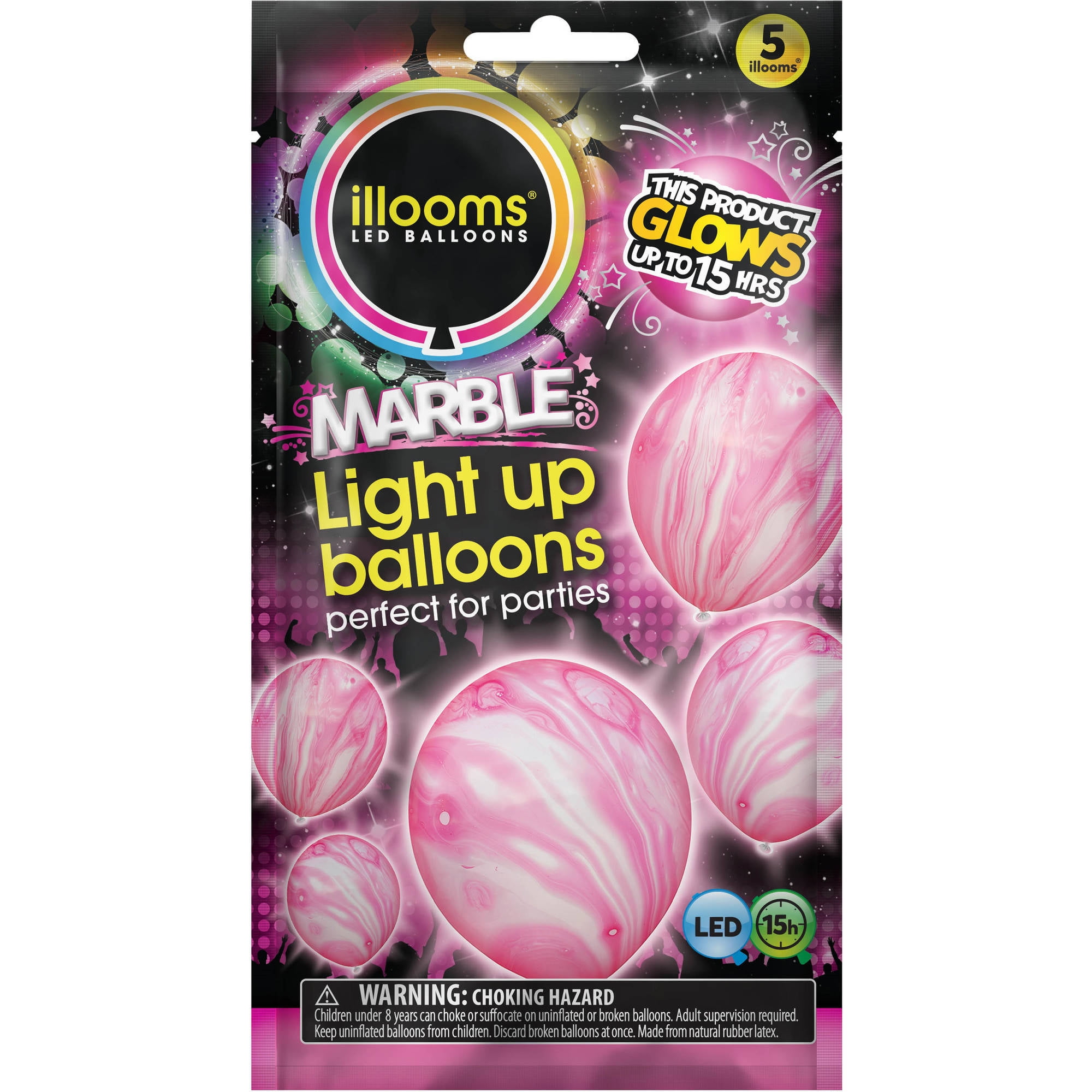 All Occasions 5 Pack PINK LED Balloons Pink LED light up balloons