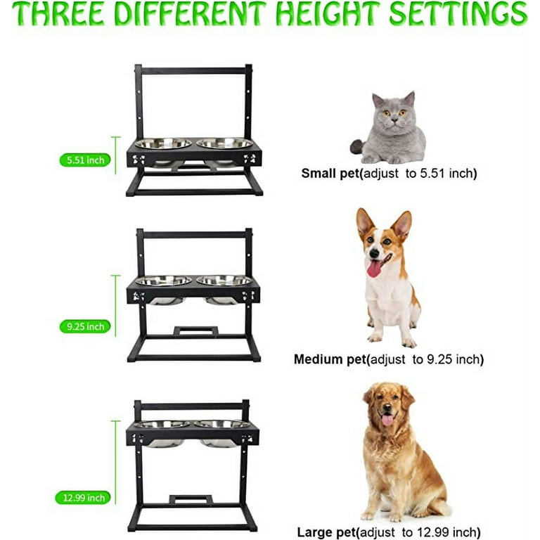  FORDOG Elevated Dog Bowls, Raised Dog Bowls Stand Adjustable  to 3 Heights, 5, 9, 13 with Stainless Steel Food Dog Bowls and Stand for  Large Dogs and Small&Medium Pets… 
